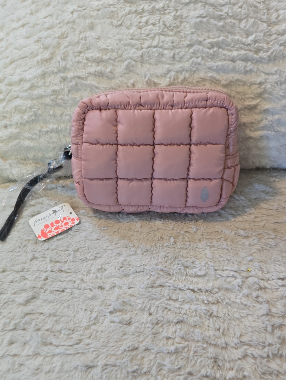 Free People Quilted Blush Pink Wristlet Pouch